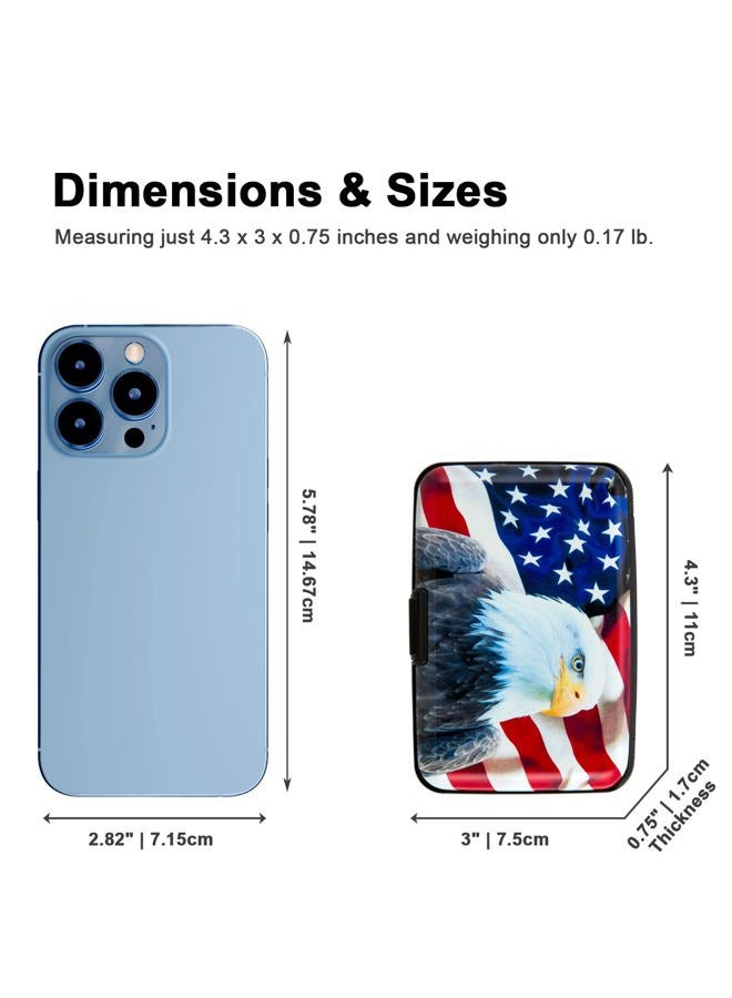 Kaabao Credit Card Holder Small RFID Blocking Wallet Business Metal Slim Mini Aluminum Hard Case for Women Men Gift (Bald Eagle American Flag), Ka016022 - Image 5