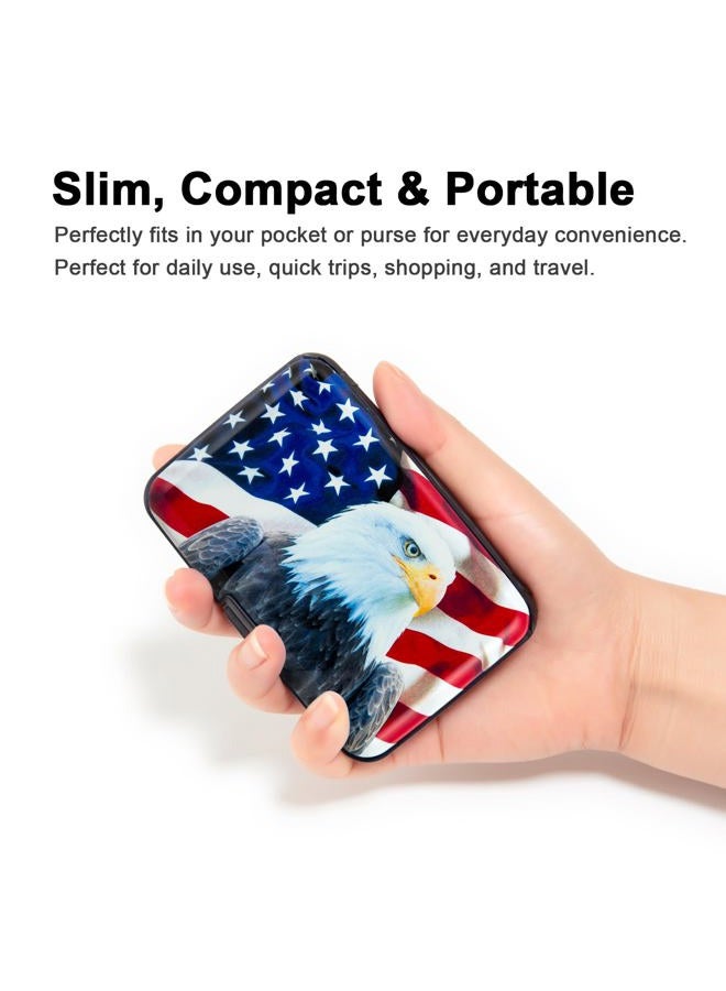 Kaabao Credit Card Holder Small RFID Blocking Wallet Business Metal Slim Mini Aluminum Hard Case for Women Men Gift (Bald Eagle American Flag), Ka016022 - Image 4