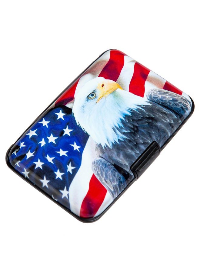 Kaabao Credit Card Holder Small RFID Blocking Wallet Business Metal Slim Mini Aluminum Hard Case for Women Men Gift (Bald Eagle American Flag), Ka016022 - Image 1