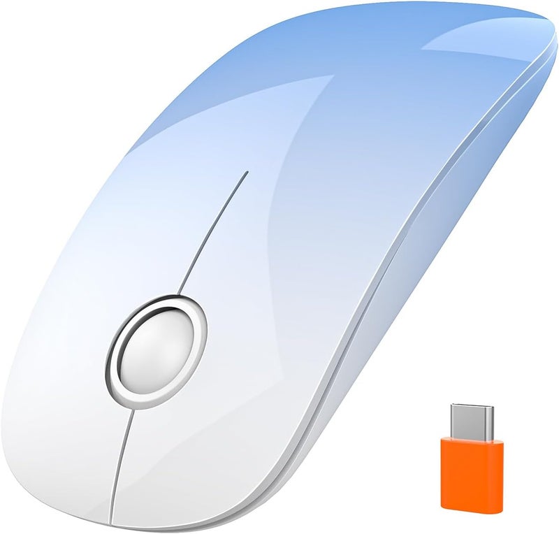 RAPIQUE USB C Wireless Mouse for Type-C Devices, Sky Blue Gradient Slim Mouse, Silent Click, 800/1200/1600 DPI, AA Battery Powered, Portable 2.4GHz Wireless Mouse for MacBook, iPad Pro, Laptop - Image 1