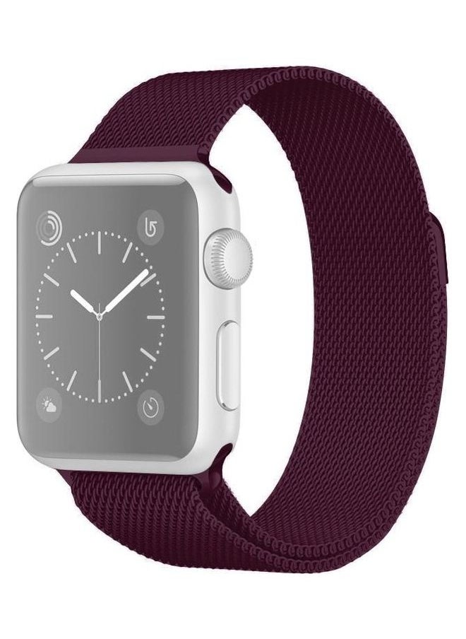 NIBEMINENT - Milanese Loop Magnetic Watchband For Apple Watch Series 7 41mm / 6 & Se 5 4 40mm 3 2 1 38mm Wine Red - Image 1