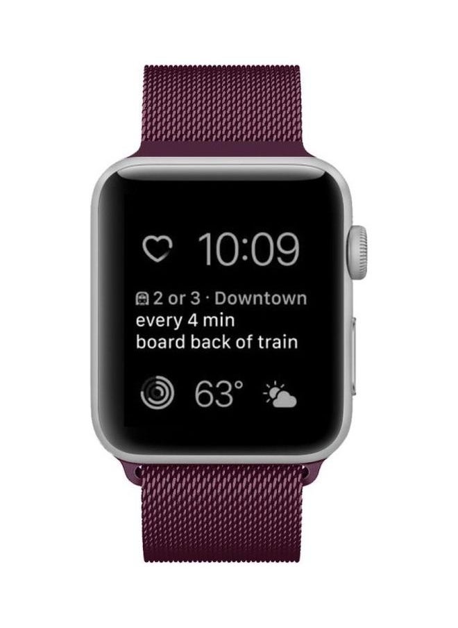 NIBEMINENT - Milanese Loop Magnetic Watchband For Apple Watch Series 7 41mm / 6 & Se 5 4 40mm 3 2 1 38mm Wine Red - Image 1
