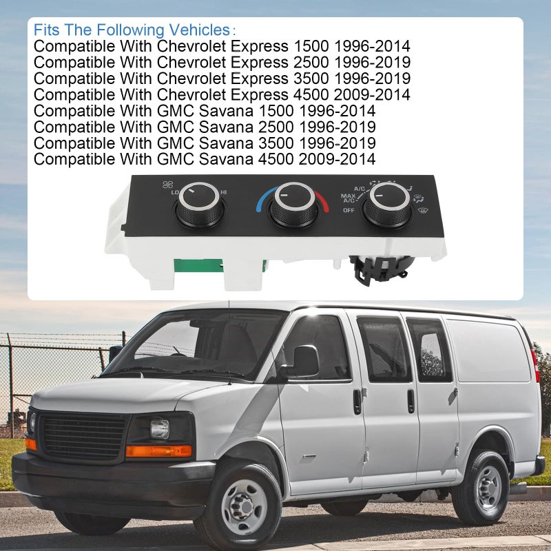 DICMIC Front A/C Heater Climate Control Module Compatible with 1996-2014 Chevrolet Express 1500 GMC Savana 1500 1996-2020 Chevrolet Express 2500 3500 GMC Savana 2500 3500 Replace# 599-217, 15073274 - Image 3