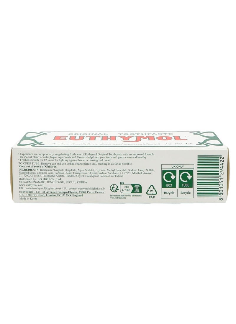 Euthymol Pack Of 2 Euthymol Original Toothpaste 75ml  - Image 4