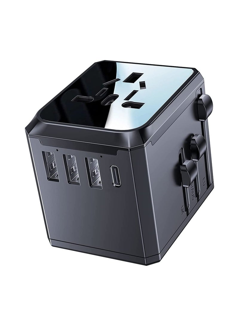 YESIDO Universal Travel Adapter with 4 Ultra-Fast USB Port and 1 Ultra-Fast USB Type C Port and Power Socket Worldwide Plugs UK EU US AU Auto Switch - Image 1
