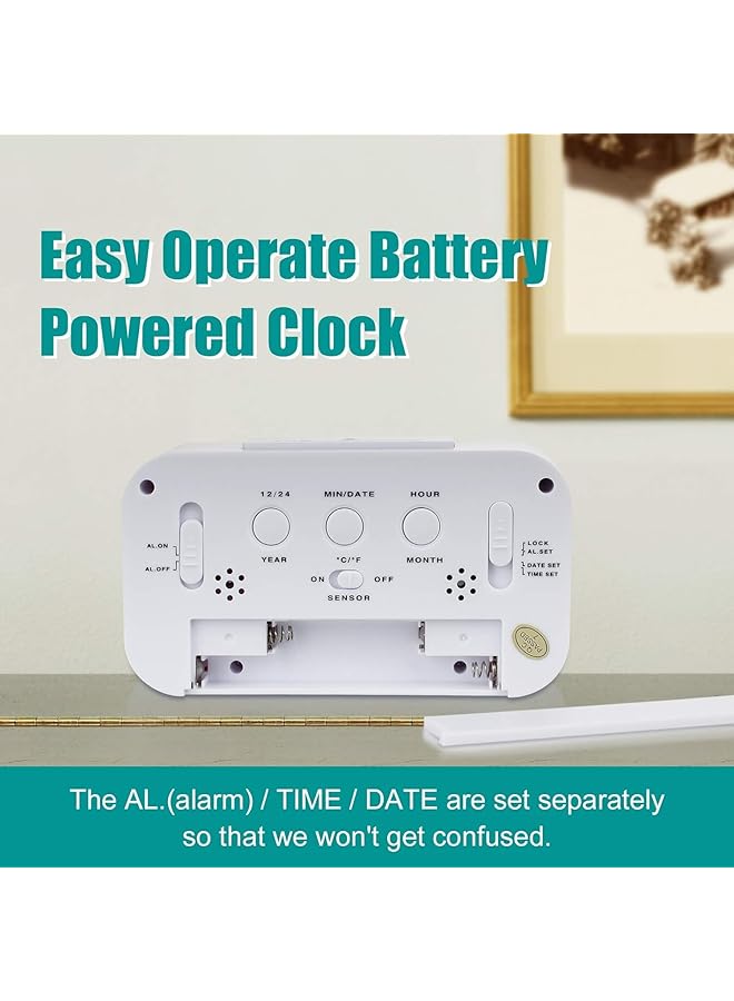 إيروريكس ساعة منبه رقمية للأطفال تعمل بالبطارية مع وظيفة الغفوة وإضاءة ليلية ذكية وسهلة الإعداد وساعات مكتبية لغرفة النوم باللون الأبيض - Image 4