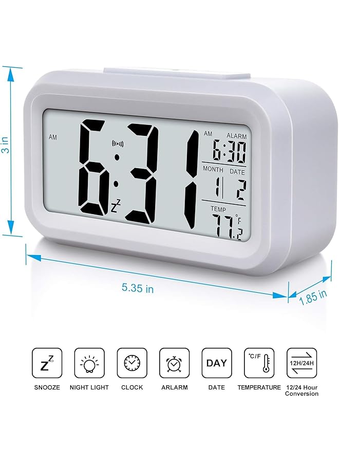 إيروريكس ساعة منبه رقمية للأطفال تعمل بالبطارية مع وظيفة الغفوة وإضاءة ليلية ذكية وسهلة الإعداد وساعات مكتبية لغرفة النوم باللون الأبيض - Image 3