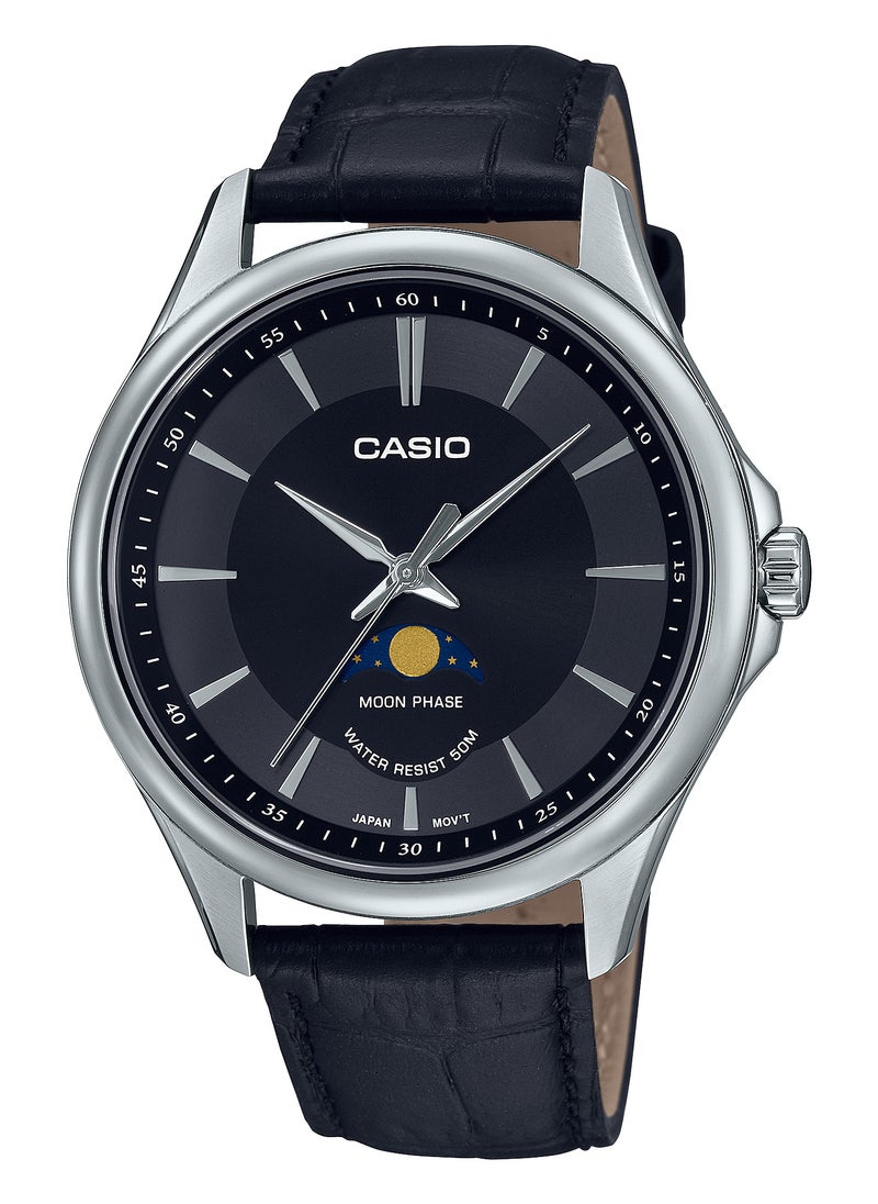 CASIO New MTP-M100L-1AVDF Moon Phase Executive Unisex Black Dial 
