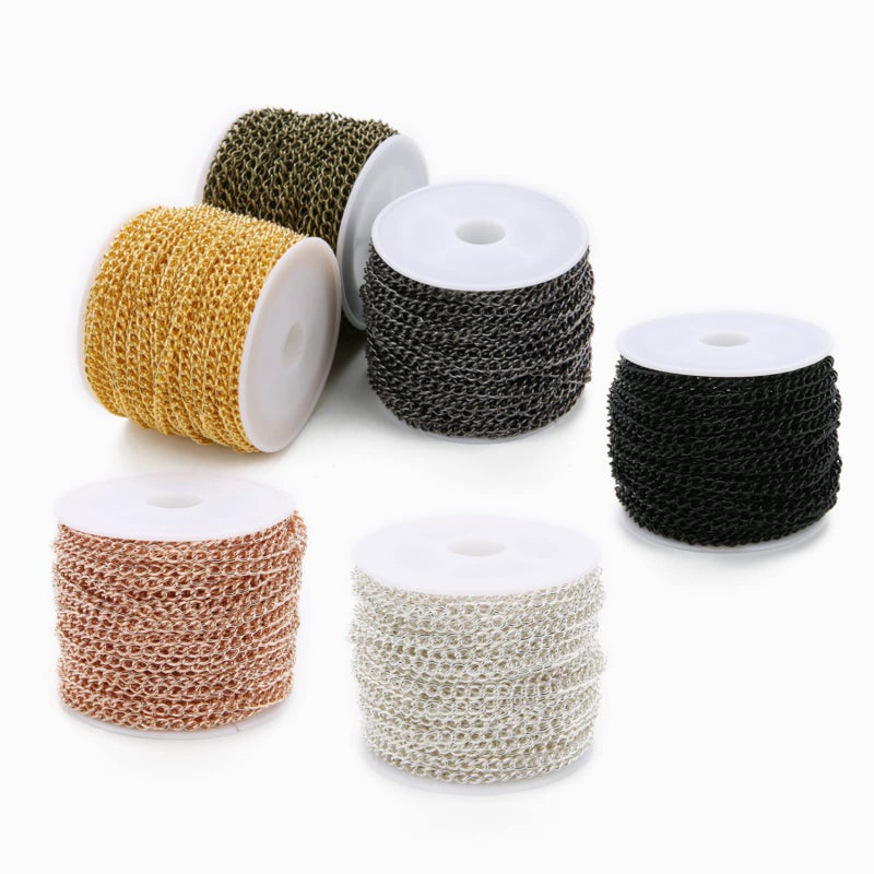 SWTOOL 60 Feets /20 Yards Metal Gold Link Chains, Iron Bulk Curb Chain for DIY Craft Jewelry Chain Making, 2 Rolls x 10 Yards (Gold) - Image 4