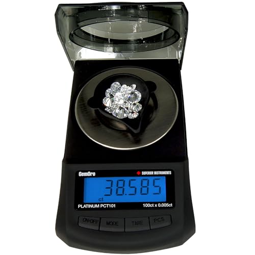 GemOro Platinum PCT101 Mini Carat Scale | Precise Jewelers Premium Class Weigh Gemstones & Diamonds | Digital Precision Tool Expert Professional Reading & Accuracy 100ct x 0.005ct Readability (Black) - Image 1