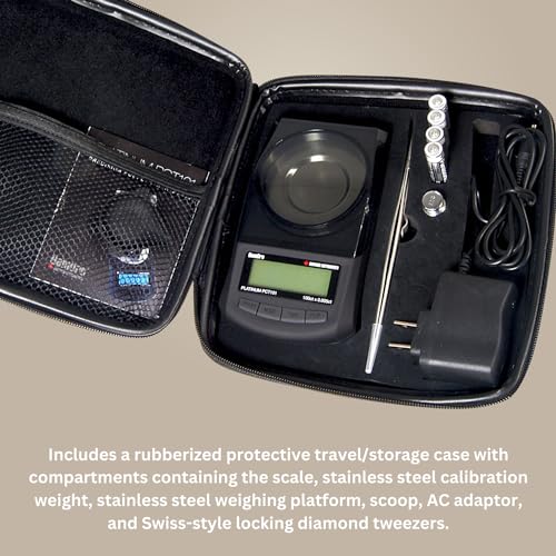 GemOro Platinum PCT101 Mini Carat Scale | Precise Jewelers Premium Class Weigh Gemstones & Diamonds | Digital Precision Tool Expert Professional Reading & Accuracy 100ct x 0.005ct Readability (Black) - Image 3