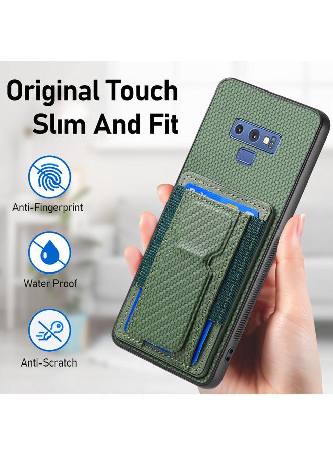 اس-توب جراب هاتف Samsung Galaxy Note9 مصنوع من ألياف الكربون مع حامل قابل للطي وحقيبة بطاقات مرنة - Image 5