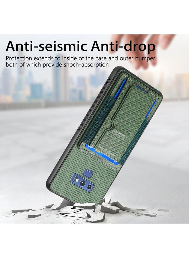 اس-توب جراب هاتف Samsung Galaxy Note9 مصنوع من ألياف الكربون مع حامل قابل للطي وحقيبة بطاقات مرنة - Image 3