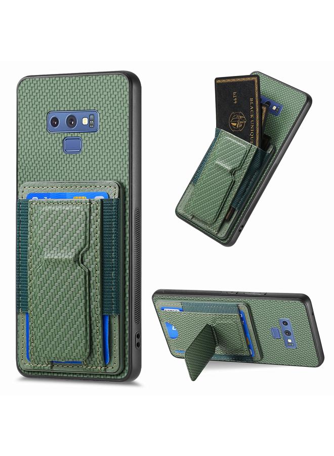 اس-توب جراب هاتف Samsung Galaxy Note9 مصنوع من ألياف الكربون مع حامل قابل للطي وحقيبة بطاقات مرنة - Image 1