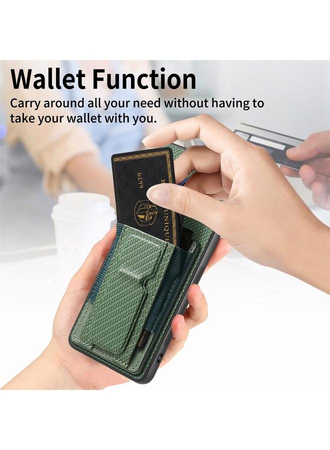 اس-توب جراب هاتف Samsung Galaxy Note9 مصنوع من ألياف الكربون مع حامل قابل للطي وحقيبة بطاقات مرنة - Image 4