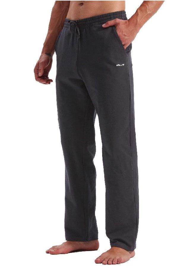 Willit Willit Men's Cotton Yoga Sweatpants Exercise Pants Open Bottom Athletic Lounge Pants Loose Male Sweat Pants with Pockets Gray XXL  - Image 1