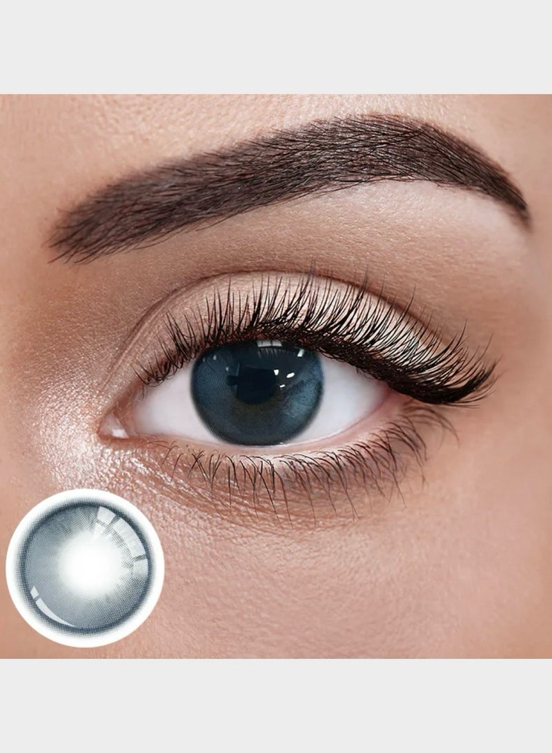 Unibling Aerith Blue Yearly Colored Contact Lenses, Unisex Cosmetic Contact Lenses, Enlargement Collection, Dark Blue, With Case - Image 1