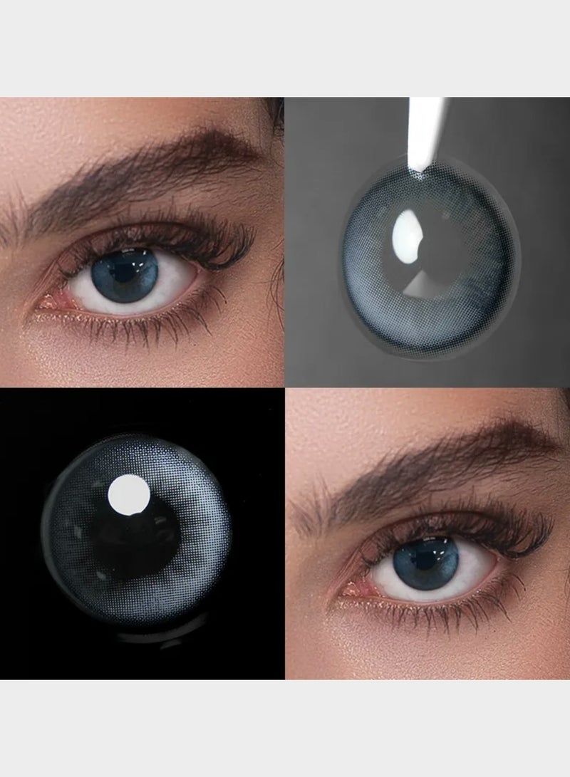 Unibling Aerith Blue Yearly Colored Contact Lenses, Unisex Cosmetic Contact Lenses, Enlargement Collection, Dark Blue, With Case - Image 3