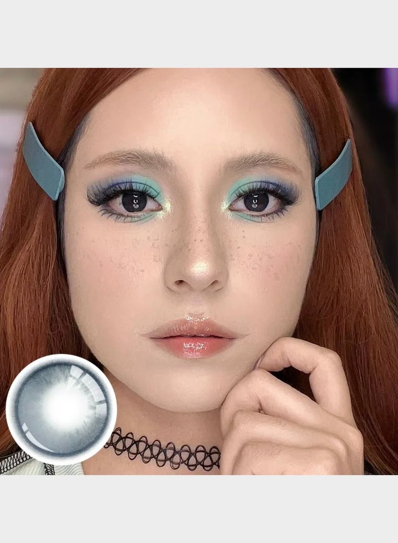Unibling Aerith Blue Yearly Colored Contact Lenses, Unisex Cosmetic Contact Lenses, Enlargement Collection, Dark Blue, With Case - Image 4