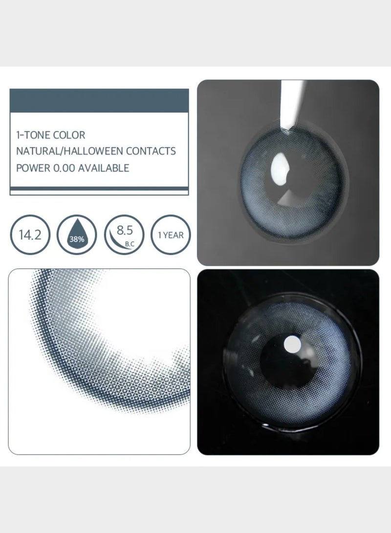 Unibling Aerith Blue Yearly Colored Contact Lenses, Unisex Cosmetic Contact Lenses, Enlargement Collection, Dark Blue, With Case - Image 5