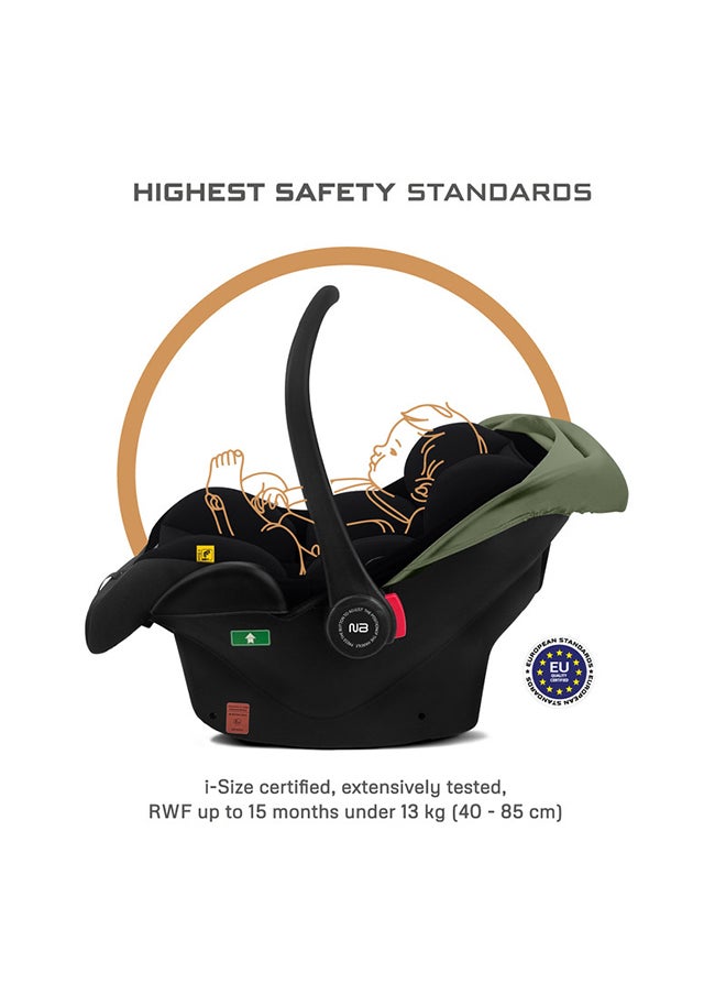 neobreez I-Sacro I-Size Infant Car Seat|Lightweight Baby Carrier Car Seat|Includes Seat Reducer & Seat Wedge, 3 Point Strap|Ece R129|Newborn To 15 Months|Waterproof Upf50+ Canopy  (13Kg, 40-85Cm)  - Image 2
