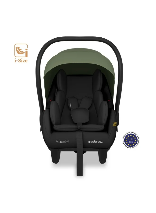 neobreez I-SACRO I-Size Infant Travel Portable Car Seat, Lightweight Baby Car Seat Carrier, Carry Cot, Includes Seat Reducer&Seat Wedge, 3 Point Harness, ECER129, Waterproof Canopy, Newborn to 15months, 13Kg, Group 0+