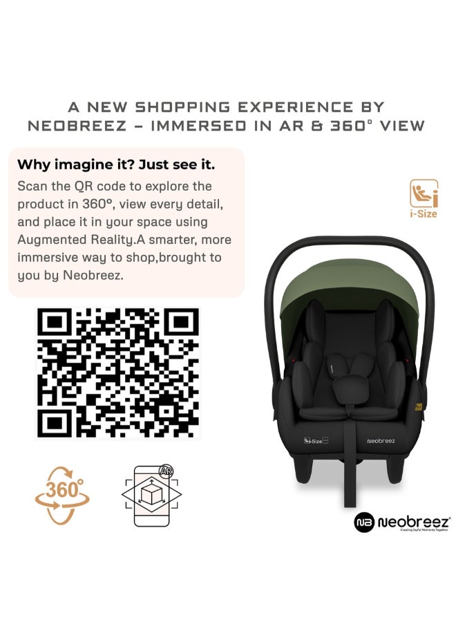 نيوبريز مقعد سيارة للأطفال آي-ساكرو آي-سايز للسفر، محمول، خفيف الوزن، حامل أطفال، سرير متنقل، يشمل مخفض مقعد ووتد مقعد، حزام ثلاثي النقاط، معتمد  ، مظلة مقاومة للماء، من الولادة حتى  شهرًا،  كجم، المجموعة + - Image 2