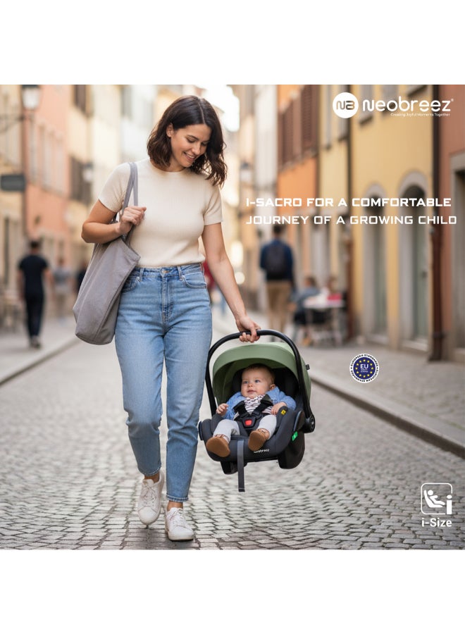 نيوبريز مقعد سيارة للأطفال آي-ساكرو آي-سايز للسفر، محمول، خفيف الوزن، حامل أطفال، سرير متنقل، يشمل مخفض مقعد ووتد مقعد، حزام ثلاثي النقاط، معتمد  ، مظلة مقاومة للماء، من الولادة حتى  شهرًا،  كجم، المجموعة + - Image 4