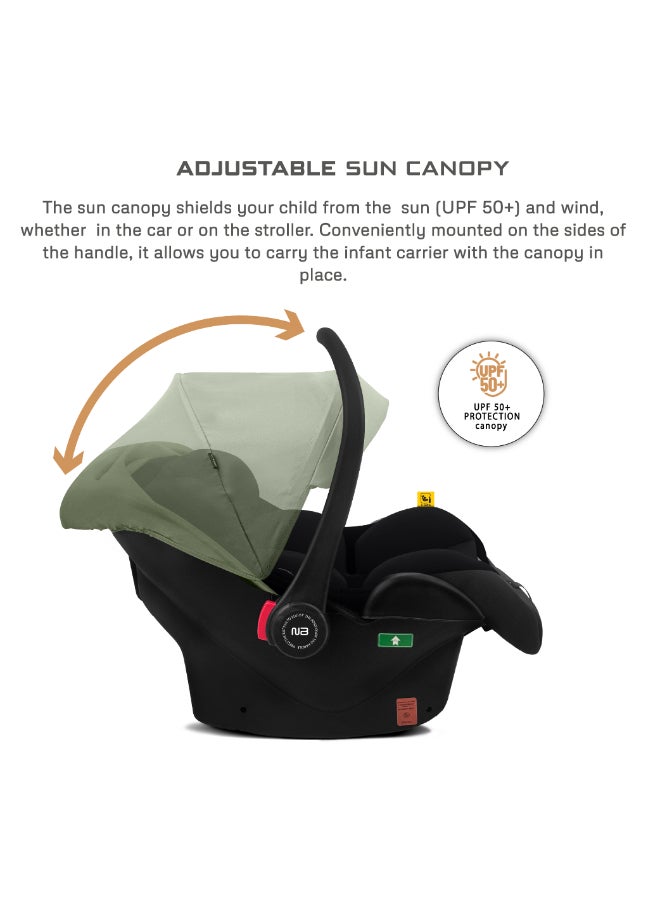 neobreez I-SACRO I-Size Infant Travel Portable Car Seat, Lightweight Baby Car Seat Carrier, Carry Cot, Includes Seat Reducer&Seat Wedge, 3 Point Harness, ECER129, Waterproof Canopy, Newborn to 15months, 13Kg, Group 0+ - Image 3