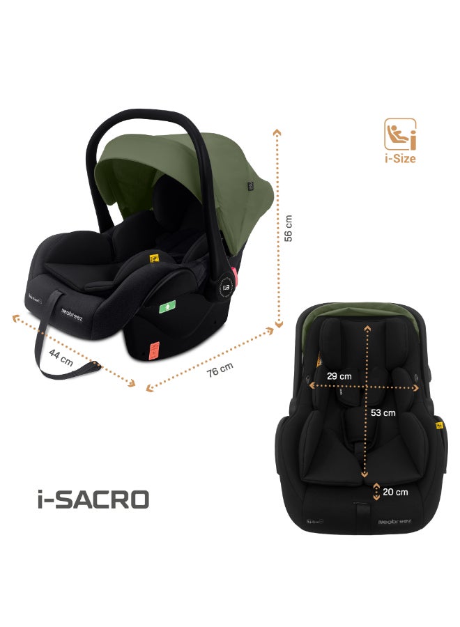 neobreez I-SACRO I-Size Infant Travel Portable Car Seat, Lightweight Baby Car Seat Carrier, Carry Cot, Includes Seat Reducer&Seat Wedge, 3 Point Harness, ECER129, Waterproof Canopy, Newborn to 15months, 13Kg, Group 0+ - Image 4
