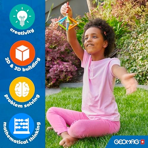 GEOMAG ألعاب مغناطيسية كلاسيكية من جيوماغ للأطفال من عمر 5 سنوات 52 قطعة تعليمية مغناطيسية STEM للأطفال مصنوعة في سويسرا من بلاستيك معاد تدويره بنسبة 100% - Image 5