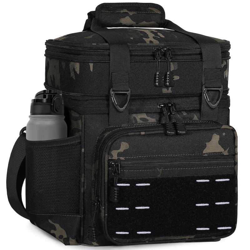 TENKIST Lunch Box Cooler Bag - Insulated Tactical Lunchbox for Men - Large Lunch Pail or Adults Work Outdoor Shifts Trips Black Camo 16L - Image 1