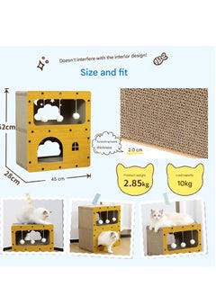 A.M SmartMaster Cat Sharpener for Cat House, 3rd Floor, High Density Cardboard, Cat Tower, Cat Bed, Furniture Toy Included, Prevent Lack of Exercise, Relieve Stress, Easy to Assemble, Double Sided  - Image 2