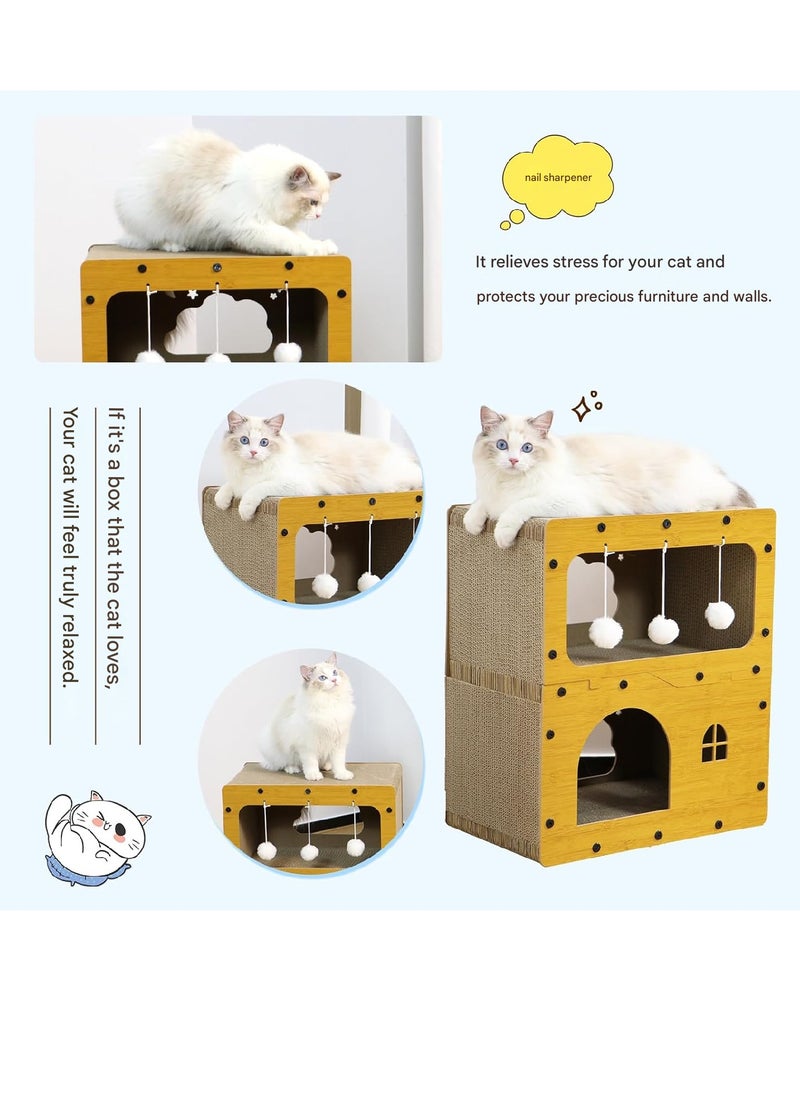 A.M - SmartMaster Cat Sharpener for Cat House, 3rd Floor, High Density Cardboard, Cat Tower, Cat Bed, Furniture Toy Included, Prevent Lack of Exercise, Relieve Stress, Easy to Assemble, Double Sided - Image 1