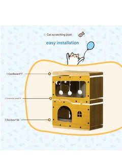 A.M SmartMaster Cat Sharpener for Cat House, 3rd Floor, High Density Cardboard, Cat Tower, Cat Bed, Furniture Toy Included, Prevent Lack of Exercise, Relieve Stress, Easy to Assemble, Double Sided  - Image 5