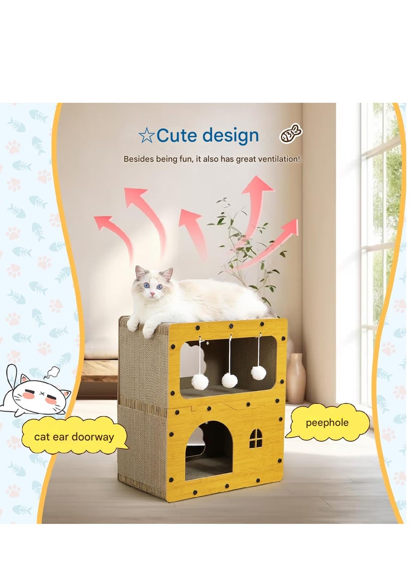 A.M - SmartMaster Cat Sharpener for Cat House, 3rd Floor, High Density Cardboard, Cat Tower, Cat Bed, Furniture Toy Included, Prevent Lack of Exercise, Relieve Stress, Easy to Assemble, Double Sided - Image 1