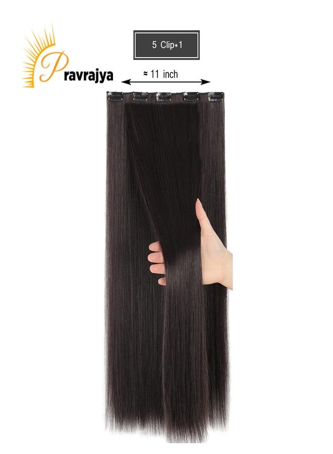 PRAVRAJYA Women's Hair Extension 22 Inch Natural Look Synthetic Straight Hair Pieces with 5 Clip Wig Hair Accessories Ideal for Women and Girls (Dark Brown) - Image 4
