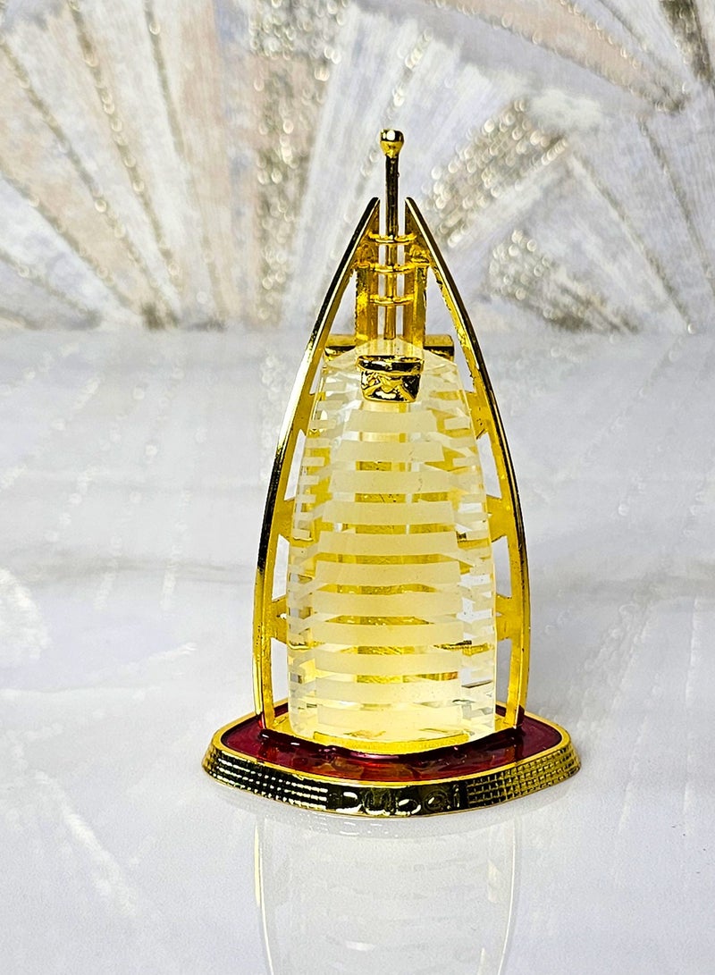 سوق الهدايا التذكارية سوق التذكارات – ديكور برج العرب من الكريستال والمعدن مقاس 11×7 سم مع قاعدة مطلية بالمينا باللون البرغندي - Image 1