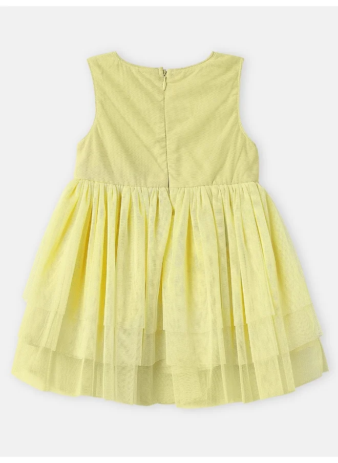 نوتيناتي Nautinati Girls' Solid Sleeveless Bow Belted Knee Length Dress
