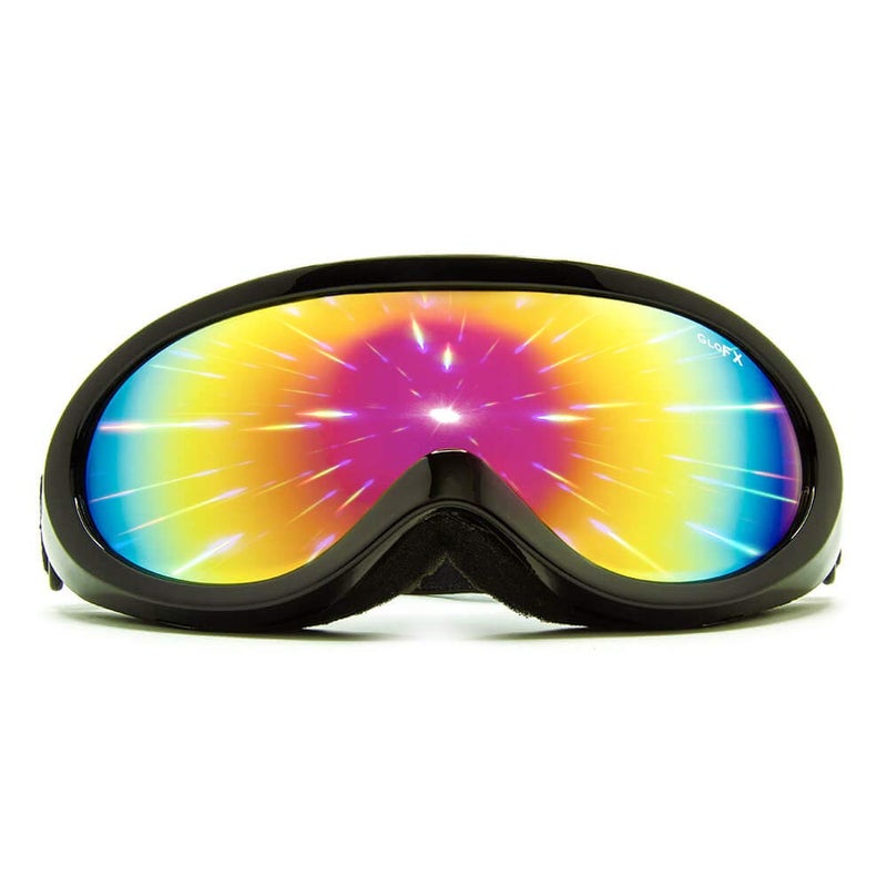 GloFX Rainbow Mirror Diffraction Ski Goggles - Trippy Diffraction Glasses, Full-Face Design, Comfort Foam Padding, Adjustable Strap, UV Protection, Perfect for Raves & Festivals - Image 1