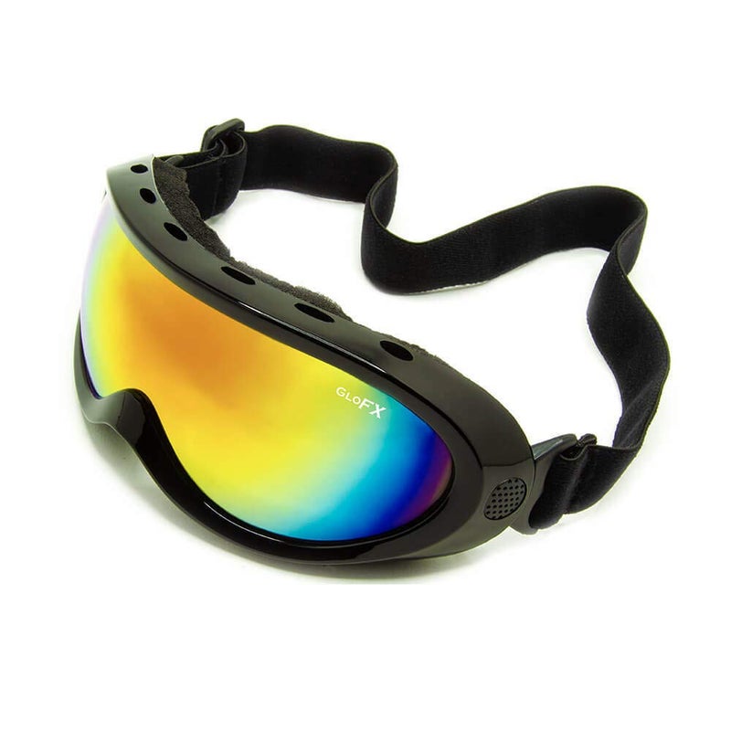 GloFX Rainbow Mirror Diffraction Ski Goggles - Trippy Diffraction Glasses, Full-Face Design, Comfort Foam Padding, Adjustable Strap, UV Protection, Perfect for Raves & Festivals - Image 2