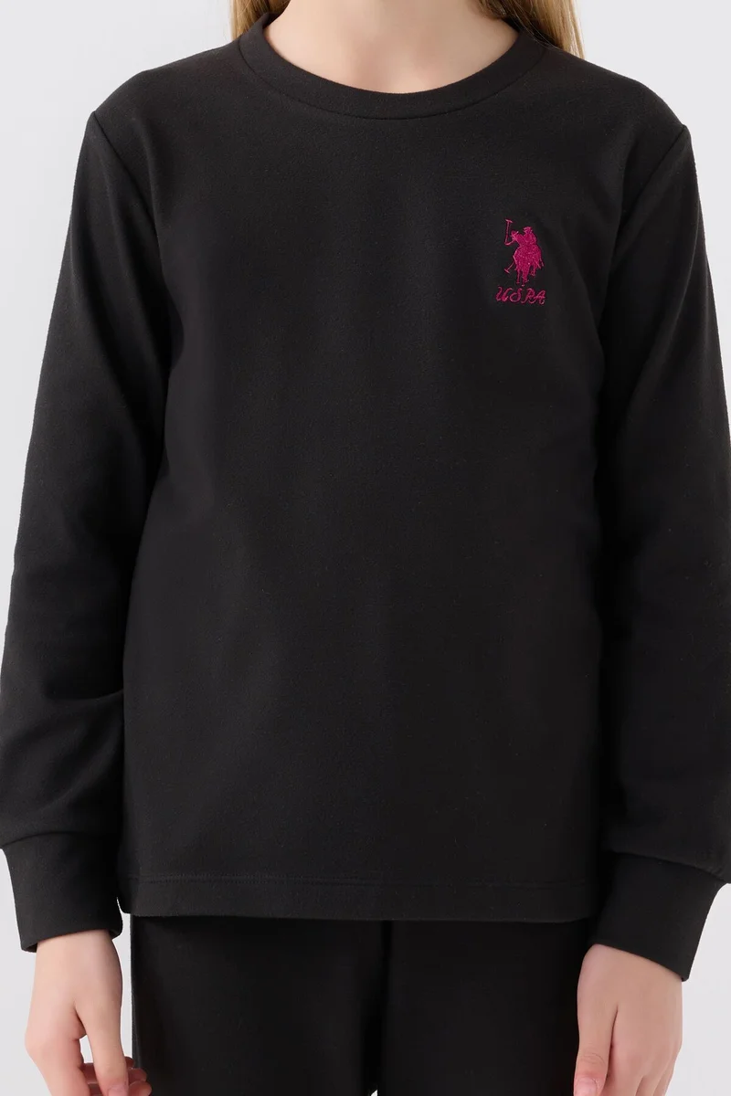 يو اس بولو اسن طقم بيجامة أسود للبنات من يو إس بولو أسوسيشن