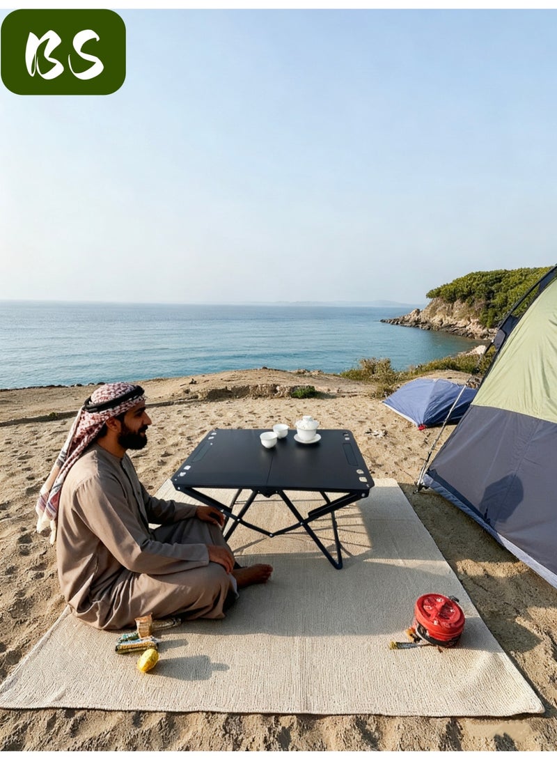 BS Portable Folding Camping Table | Portable BBQ Table | Heat Resistant and Rust-Proof | Lightweight | Quick Assembly | Outdoor Tactical Table | Multifunctional Folding Table | Portable Camping Coffee Table | Compact Camping Table with Storage Bag (Black) - Image 4