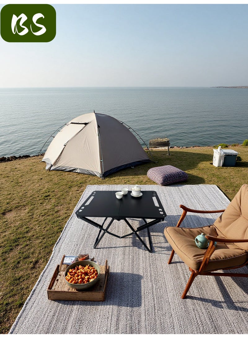 BS Portable Folding Camping Table | Portable BBQ Table | Heat Resistant and Rust-Proof | Lightweight | Quick Assembly | Outdoor Tactical Table | Multifunctional Folding Table | Portable Camping Coffee Table | Compact Camping Table with Storage Bag (Black) - Image 5