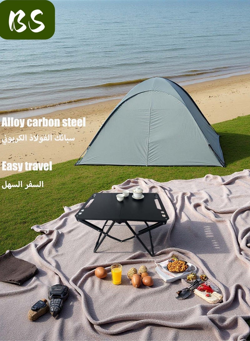 BS Portable Folding Camping Table | Portable BBQ Table | Heat Resistant and Rust-Proof | Lightweight | Quick Assembly | Outdoor Tactical Table | Multifunctional Folding Table | Portable Camping Coffee Table | Compact Camping Table with Storage Bag (Black) - Image 2