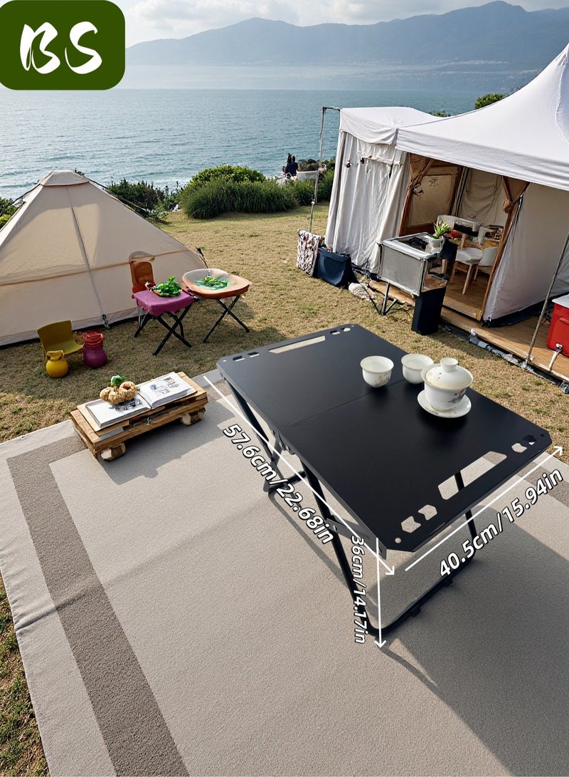 BS Portable Folding Camping Table | Portable BBQ Table | Heat Resistant and Rust-Proof | Lightweight | Quick Assembly | Outdoor Tactical Table | Multifunctional Folding Table | Portable Camping Coffee Table | Compact Camping Table with Storage Bag (Black) - Image 3