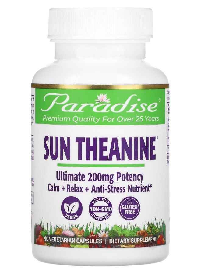 Paradise Herbs Sun Theanine 200 mg 90 Vegetarian Capsules