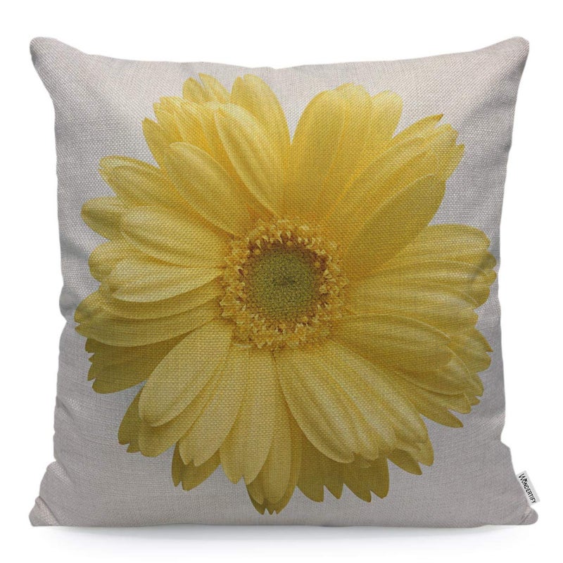 WONDERTIFY Throw Pillow Cover Yellow Flower Sunflower Background  Soft Linen Pillow Case for Decorative BedroomLivingroomSofaFarm House  Couch Pillow Cushion Covers 18x18 Inch