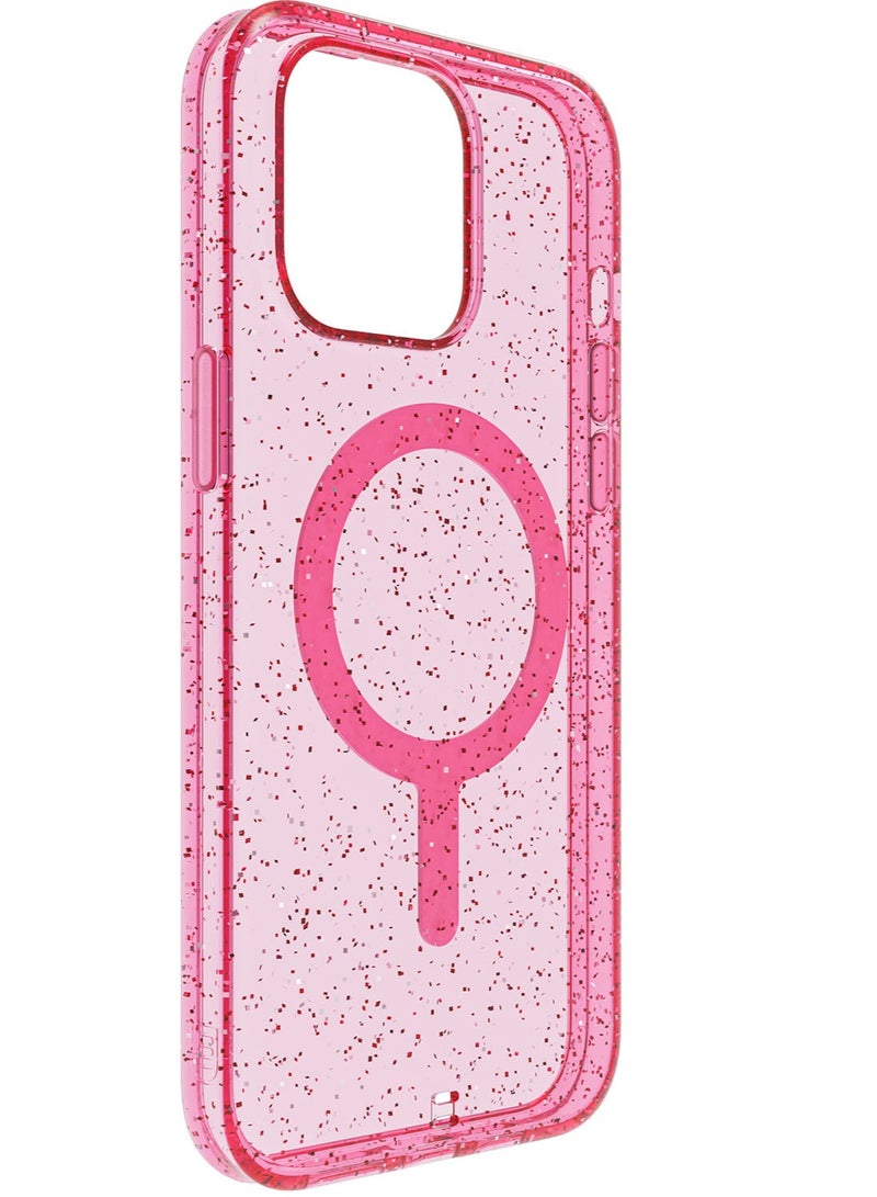 Bodyguardz Carve Glitter for iPhone 15 PRO Case Cover compatible with MagSafe with Lanyard - Pink Pizzazz - Image 5