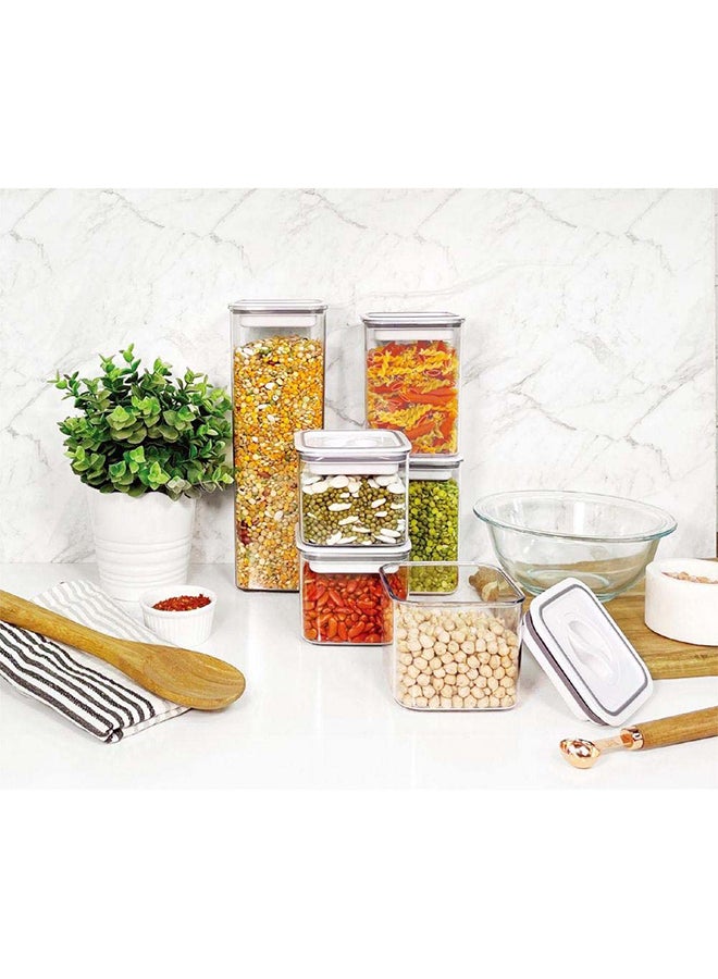DANUBE HOME Proo 2-Piece Smart Lock Leakproof Storage Container Set 2400Ml Lid-Abs plus Tpr plus Silicone Body-Ps Re-Usable Food Storage Containers Stackable Organizer For Kitchen L13Xw13Xh21.2Cm - White  - Image 1
